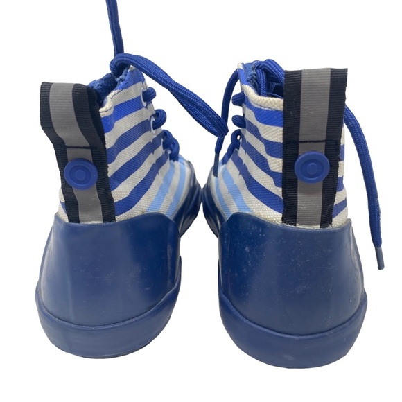 HUNTER‎ X TARGET Sz 3 Boys Kids Blue Striped Dipped Canvas High Top Sneakers - Picture 6 of 11